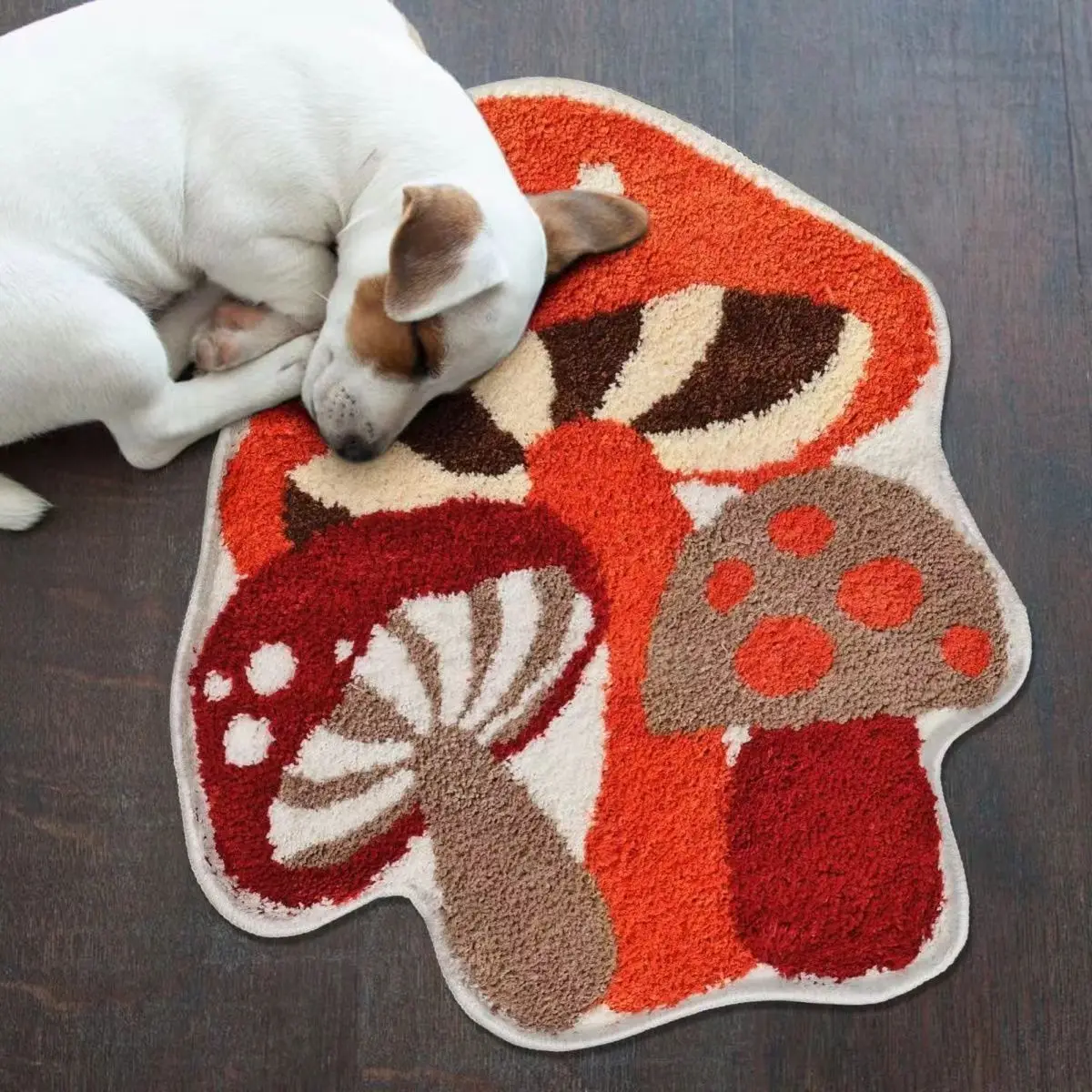 Длинный коврик с красными грибами забавный ворсовый ковер нескользящий ручной