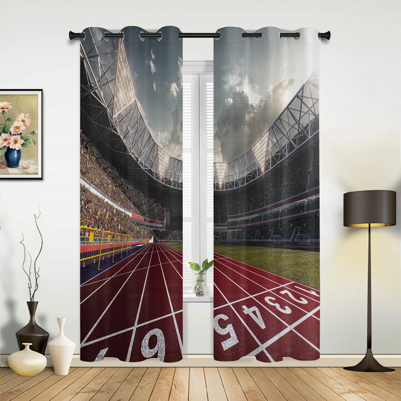 Race Track Sky Fence Window Curtains In The Living Room Printed Window for Bedroom Kitchen Window Curtains Hotel Drapes