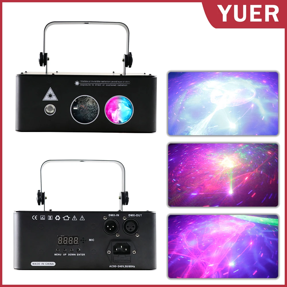 Full Color Water Pattern Laser Light Stage Effect Laser Projector DMX512 7CH DJ Disco Stage Wedding Indoor Lighting Show Party