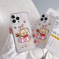 disney winnie the pooh cute cartoon phone cases for iphone 13 12 11 pro max xr xs max 8 x 7 couple anti drop soft tpu cover