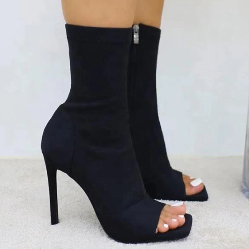 

Женские босоножки на высоком каблуке, однотонные сандалии с открытым носком, квадратный каблук-шпилька, пикантные туфли с открытым носком, Salto Fino