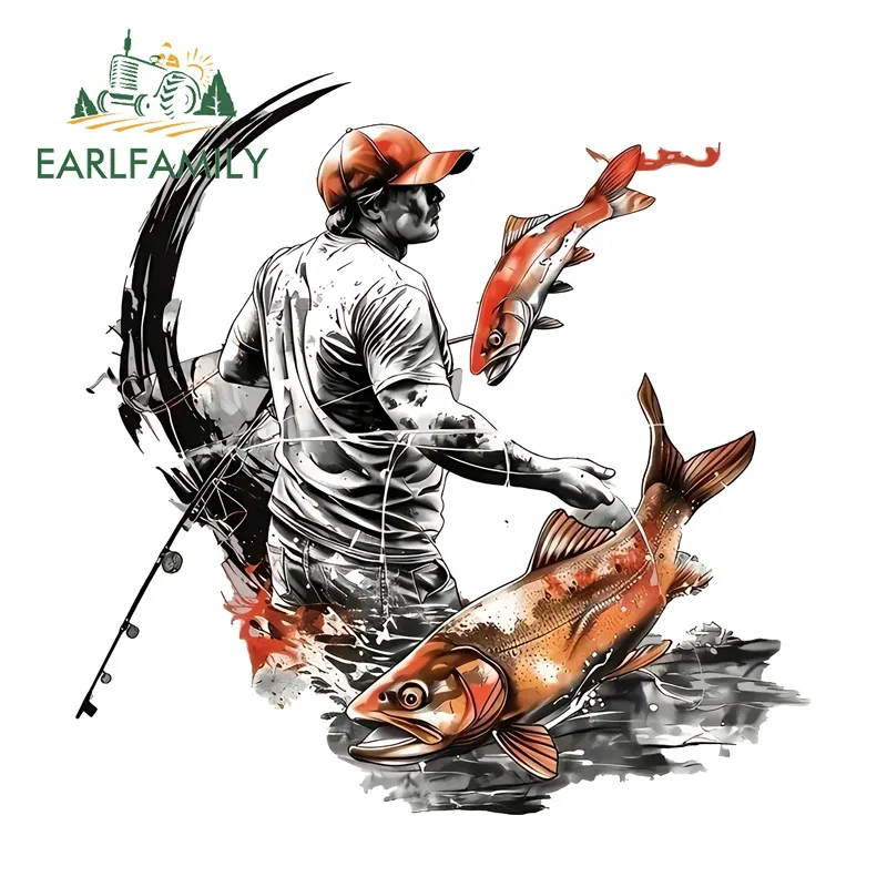 

EARLFAMILY наклейки для рыбалки на автомобиль караван лобовое стекло скейтборд ноутбук окклюзия царапины наклейка водостойкие автомобильные аксессуары