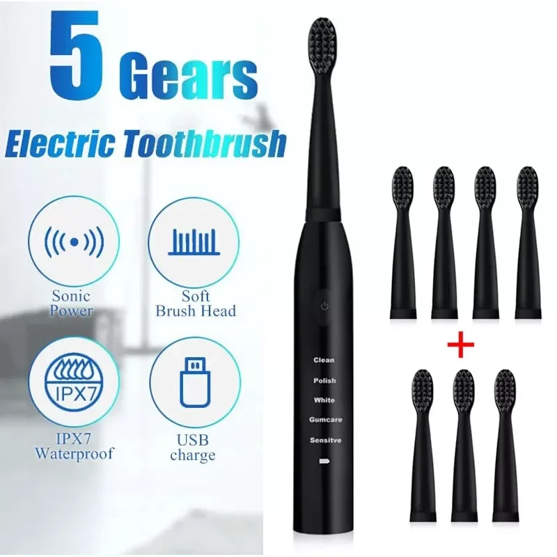 

Powerful Electric Toothbrush Rechargeable 41000time/min Ultrasonic Washable Electronic Whitening Waterproof Teeth Brush
