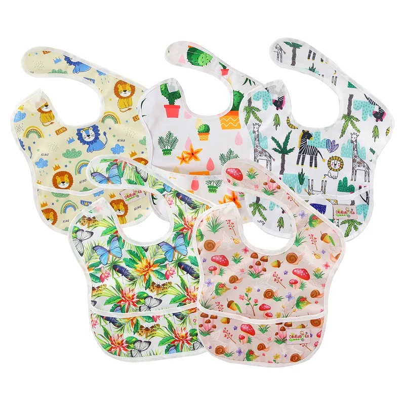 

Ohbabyka Infant Baby Girl Clothes Accessories One Size fits All Waterproof Reusable Waterproof Baby Feeding Bibs with Pocket