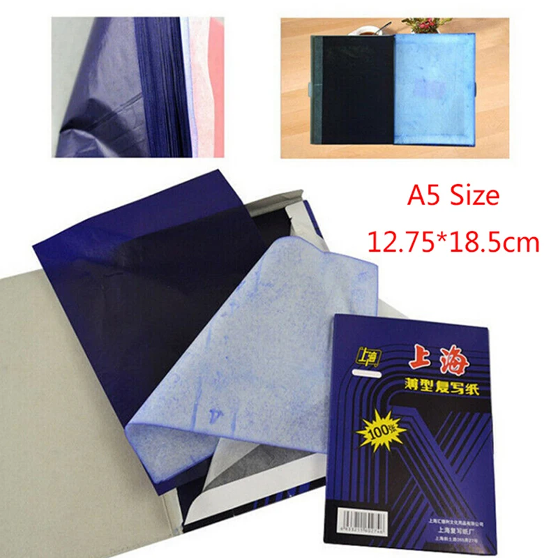 

100 Sheets A5 Dark Blue Carbon Hand Stencil Transfer Paper Hectograph Repro Set