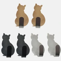 2pcs cat tail shaped decorative stainless steel wall door clothes coat key hanger hook rack