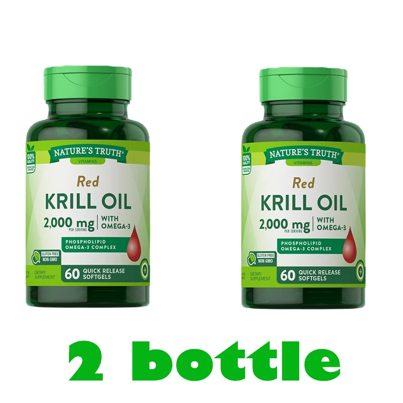 

2 Bottle Antarctic Krill Oil American Krill Oil Capsule High Content Omega 3 Fish Oil Heart Brain Upgrade