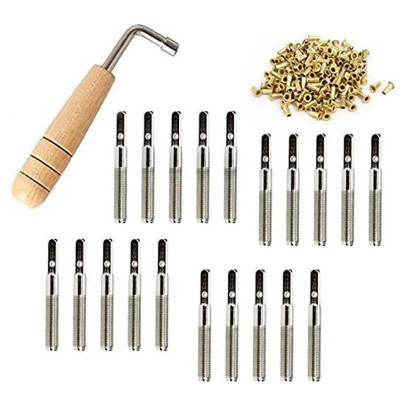 

40 Pcs Tuning Pin Nails And 40Pcs Rivets,With L-Shape Tuning Wrench,For Lyre Harp Small Harp Musical Stringed Instrument