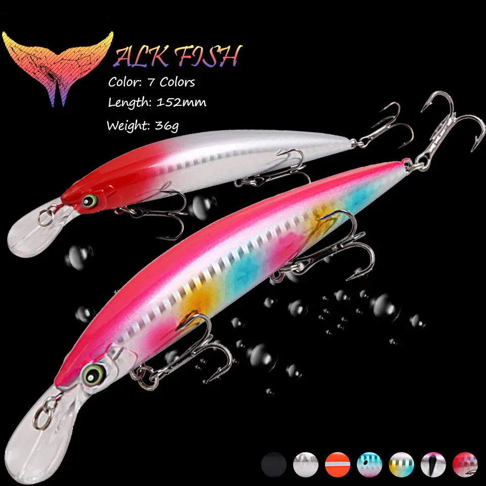 

WALK FISH 1Pcs 152mm/36g Sinking Artificial Minnow Hard Baits Seawater Wobblers Swimbait Perch Trout Chub Fishing Lures Tackle