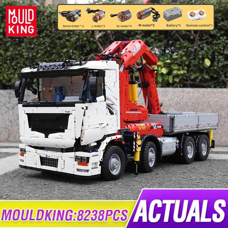 

MOULD KING 19002 Technical RC CAR CHILD TOY MOC-8800 Pneumatic Crane Truck BUILD BLOCK Assembling Model For Boy