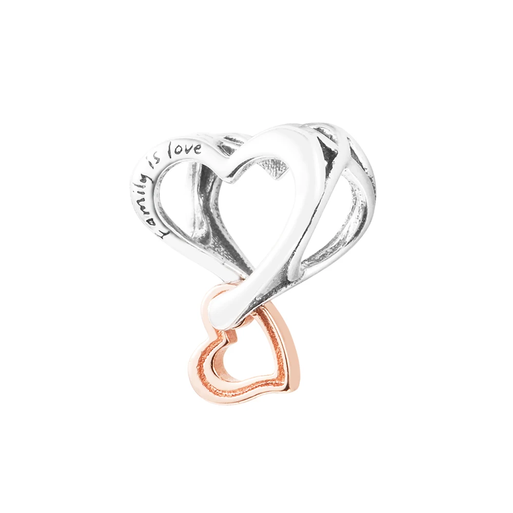 

Fits Pandora Bracelets Two-tone Openwork Infinity Heart Charm Original 925 Sterling Silver Beads for Jewelry Women Plate