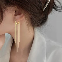 oe fashion gold color long tassel earrings jewelry vintage metal statement earrings charm drop dangle heart earring for women