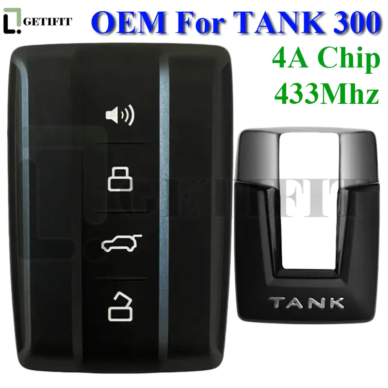 4-кнопочный автомобильный ключ OEM оригинальный для Great Wall GWM TANK 300 433 МГц без ключа