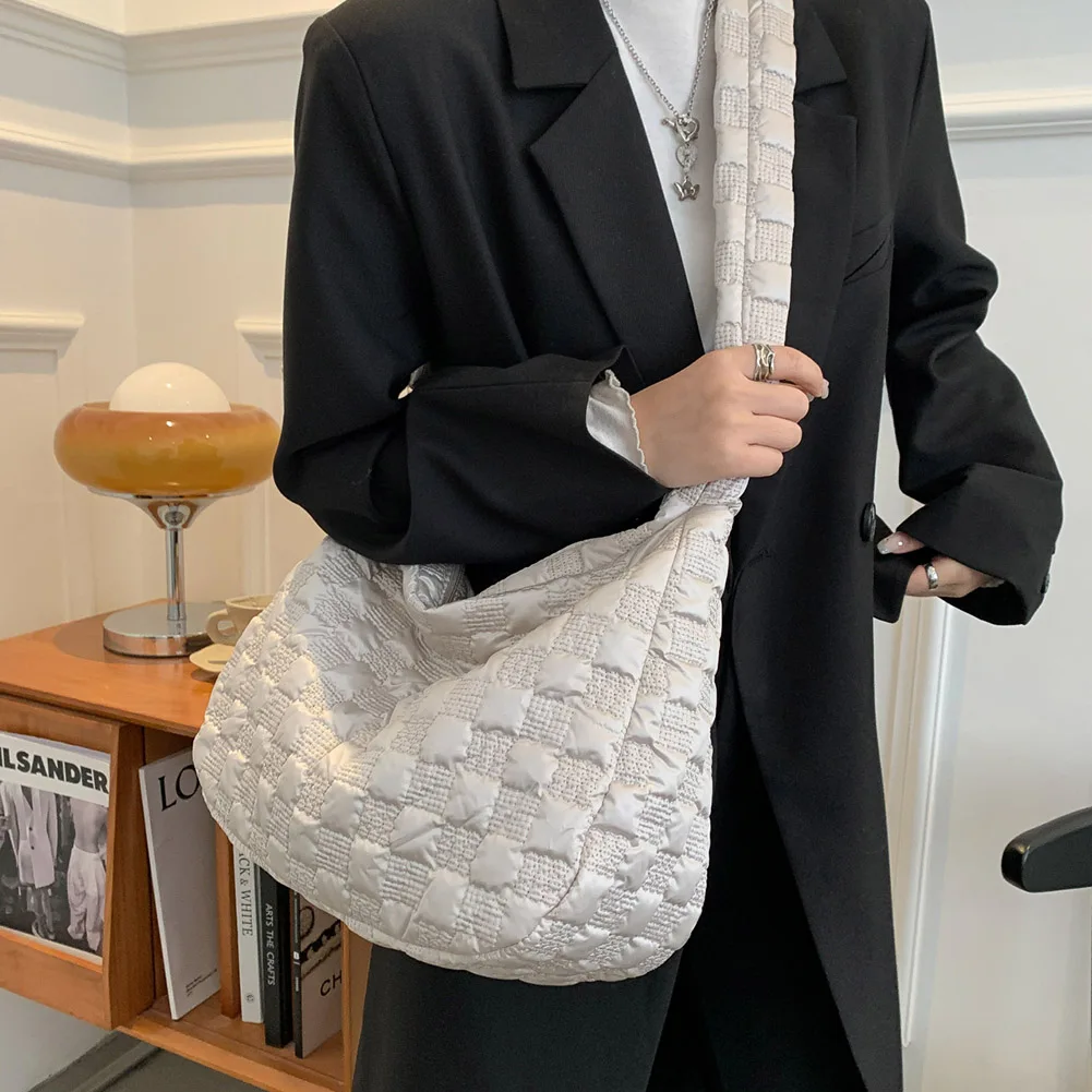 

Модная объемная сумка-мессенджер в клетку, однотонная вместительная сумка через плечо на молнии