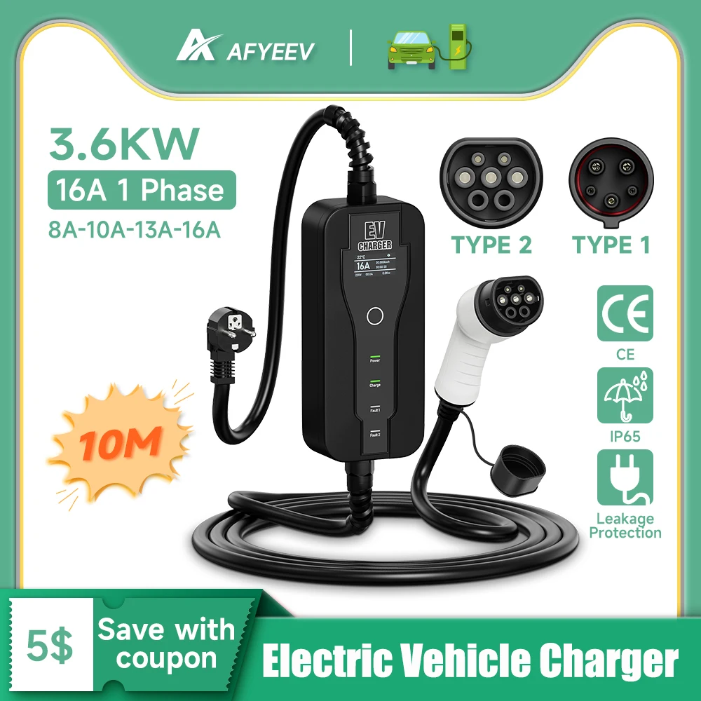 Ladegerät Für Tragbare Elektro Fahrzeuge Typ 1 Sae J1772 16A 32A Ladekabel Typ 2 Iec62196-2 11Kw Eu Stecker Controller Wand Box