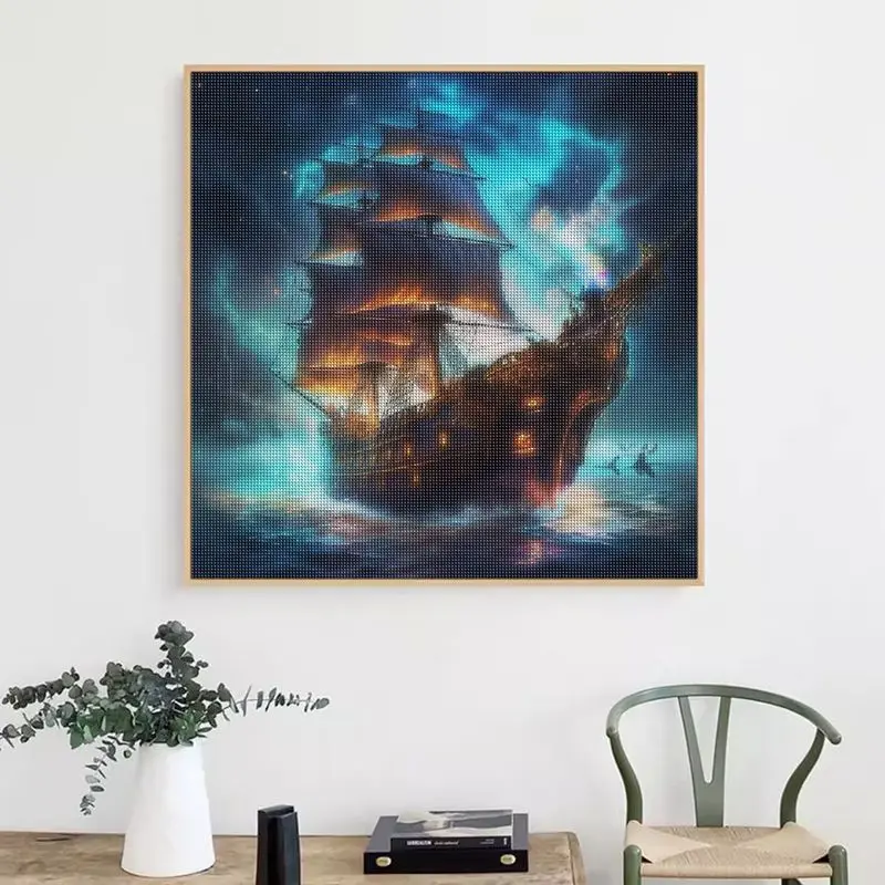 CHENISTORY 5D алмазная живопись полноразмерная вышивка с морским парусником Алмазная