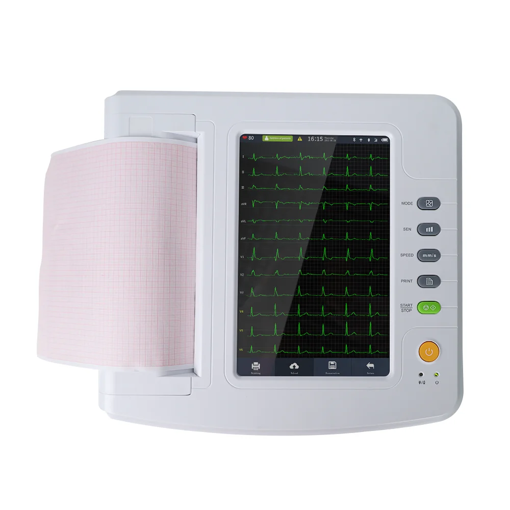 Фото Портативный 12-канальный электрокардиограф CONTEC ECG1212G (3, 6, 12 отведений) для измерения ЭКГ и частоты сердечных сокращений №1