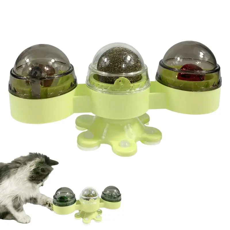 

Cat Toy With Catnip Ball Interactive Teasing Turntable Cat Toys With Bell Pet Supplies With LED Light And Bell For Door Floor