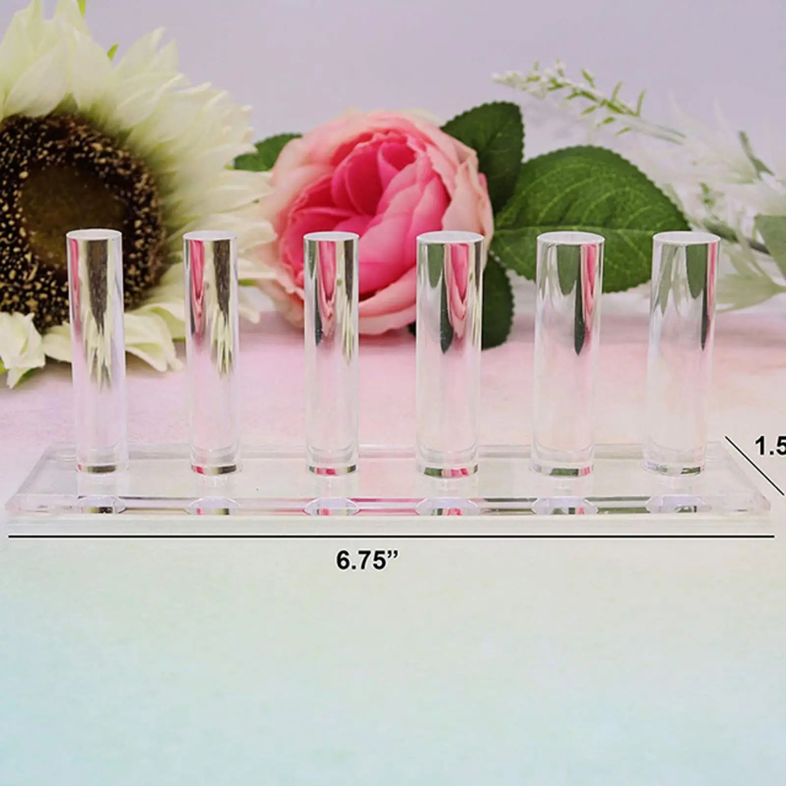 

6 Finger Ring Display Stand and Organizer, Acrylic Cylinder Shape Finger Ring Display