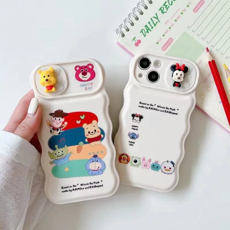 

Disney Minnie Mouse with Stand Toy Story Sliding Window Phone Cases For iPhone 14 13 12 11 Pro Max 14pro max Back Cover