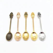 15pcs Charms Cute crown spoon 59x11mm Antique Silver Plated Bronze Pendant fit Vintage Tibetan Findings for Jewelry Making