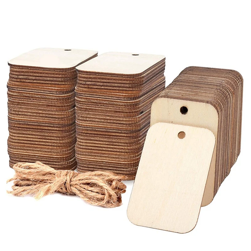 

_ 100 шт. пустые квадраты, деревянные детали, необработанные Круглые Угловые деревянные вырезы для рукоделия, проект гравировки, украшение