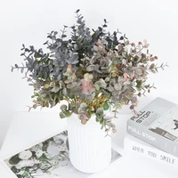 5pcs artificial plastic plants eucalyptus leaves branch bouquet for wedding home garden decoration faux fake flowers accessories