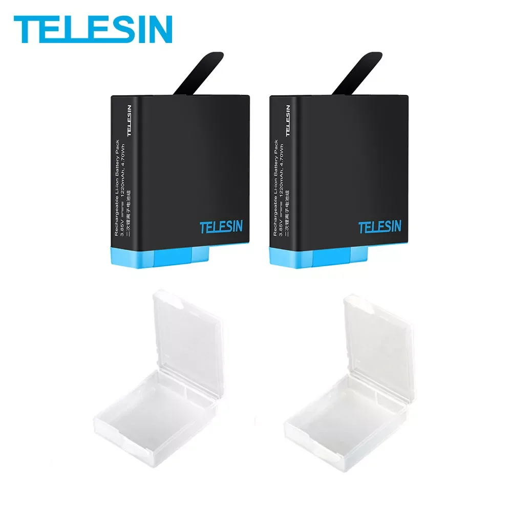 

TELESIN 1220mAh Battery Rechargeable Li-ion With Battery Box for GoPro Hero 8 7 6 Hero 5 Black Action Camera Battery Accessories