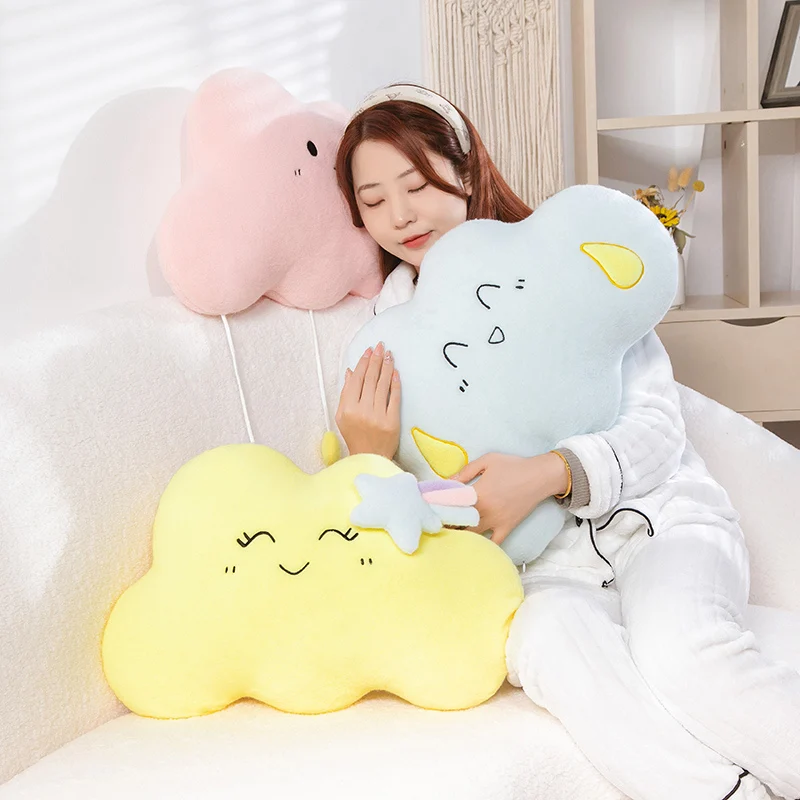 

Soft Plush Clouds Pillow Cushion For Room Decoration Kawaii Cloud Pillow Toys For Girls Cute Cloud Pillow with Smile Face