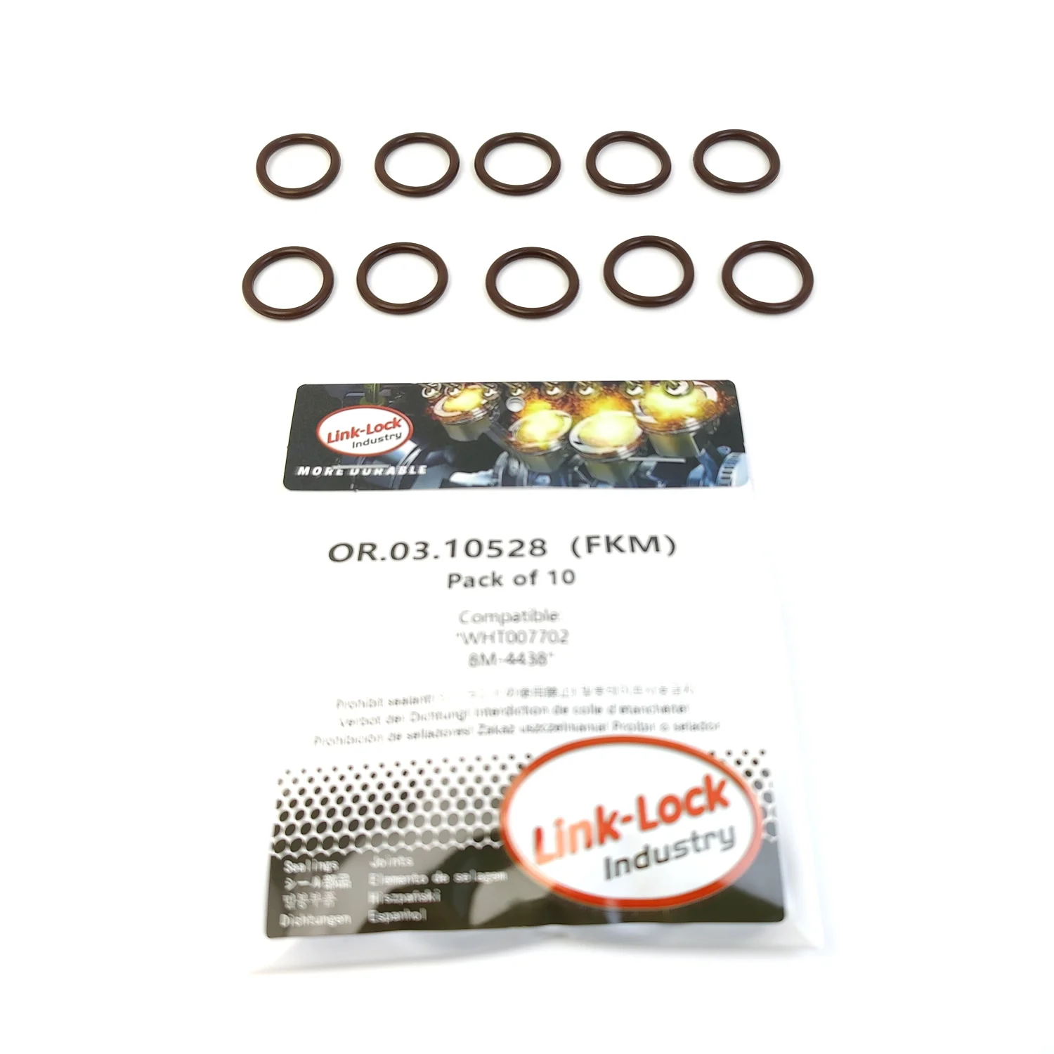 Фото Комплект уплотнительных колец LINK-LOCK 10 шт. OR.03.10528 FKM Viton для выходного патрубка турбонагнетателя WHT007702 8M-4438 для Audi и VW №1