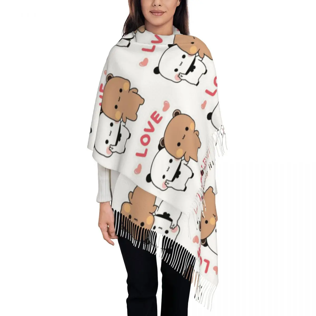 Персик и Гома Бубу Дуду Шарф-комбинезон Шарфы с кисточками для женщин Мягкие