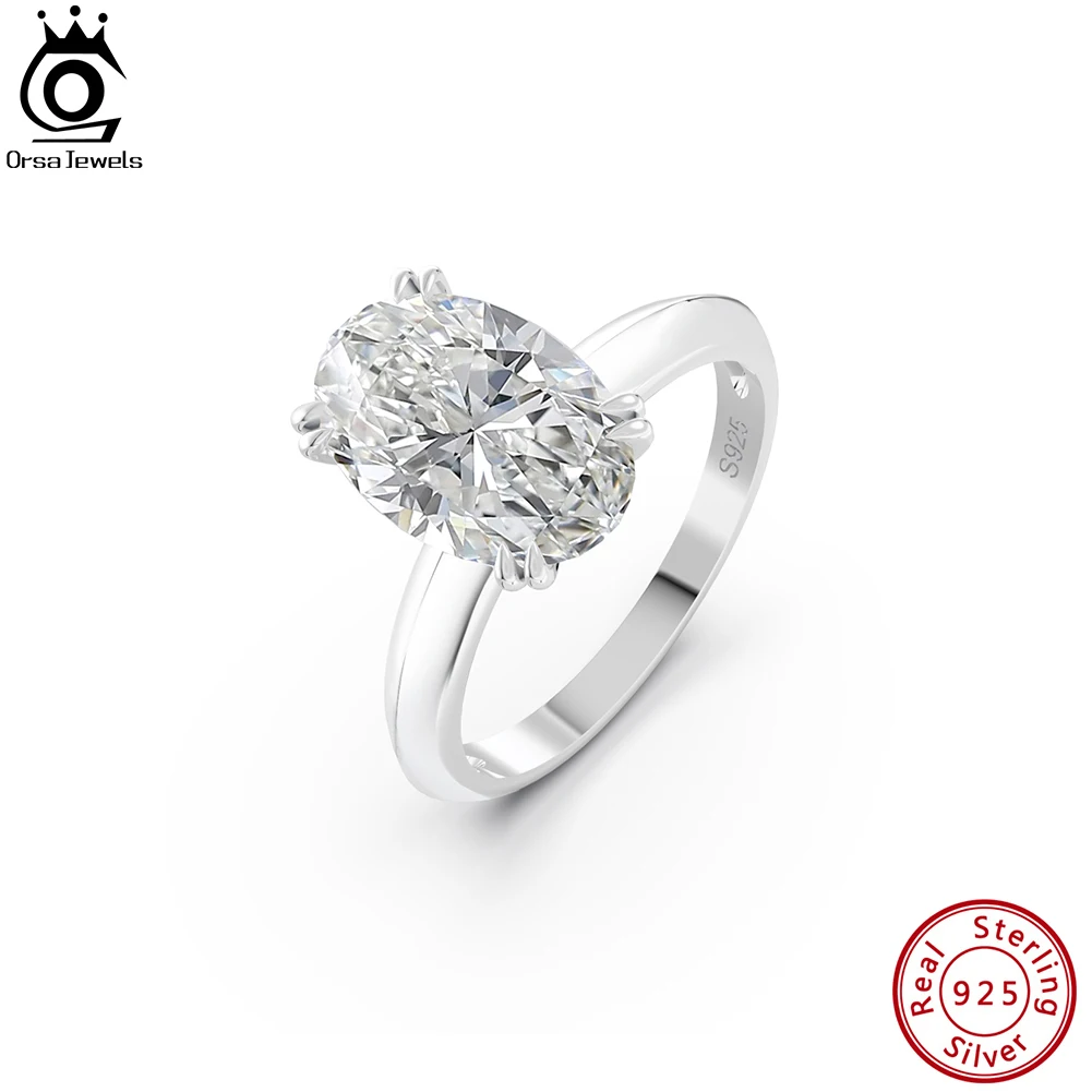 

ORSA JEWELS 925 Sterling Silver Brilliant Oval Faux Diamond Halo Premium Cubic Zirconia Ring for Women Wedding Jewelry LZR06