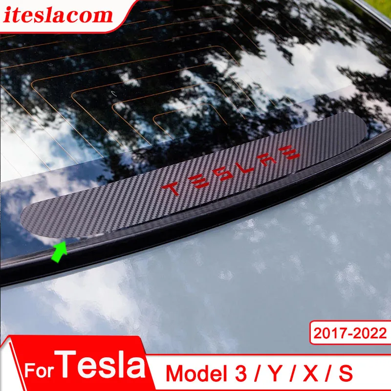 

Новинка 2022 года, наклейки на Автомобильные тормоза Tesla Model3 с фонарями, аксессуары для Tesla Model 3 Y X S, стильная наклейка для украшения из углерод...