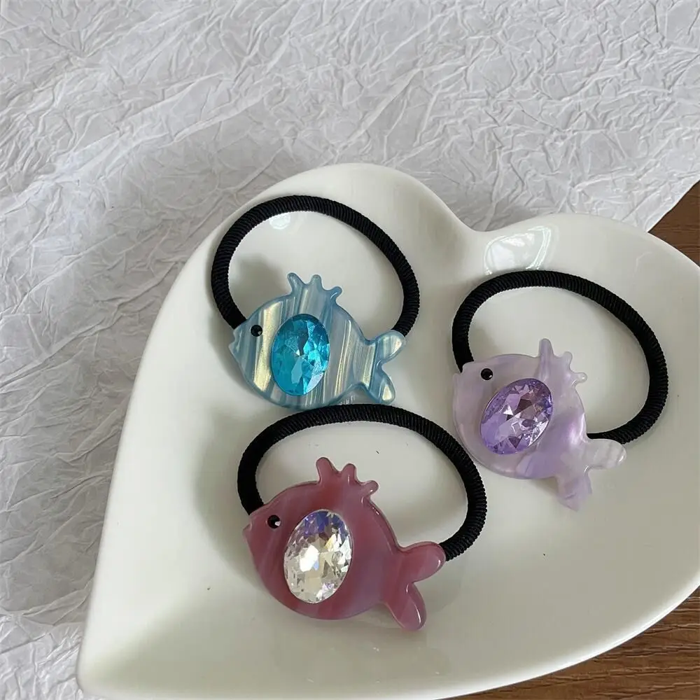 

Korean Style Acetic Acid Fish Hair Rope Personality Elastic Hair Band Ponytail Holder Crystal Hair Accessories Streetwear