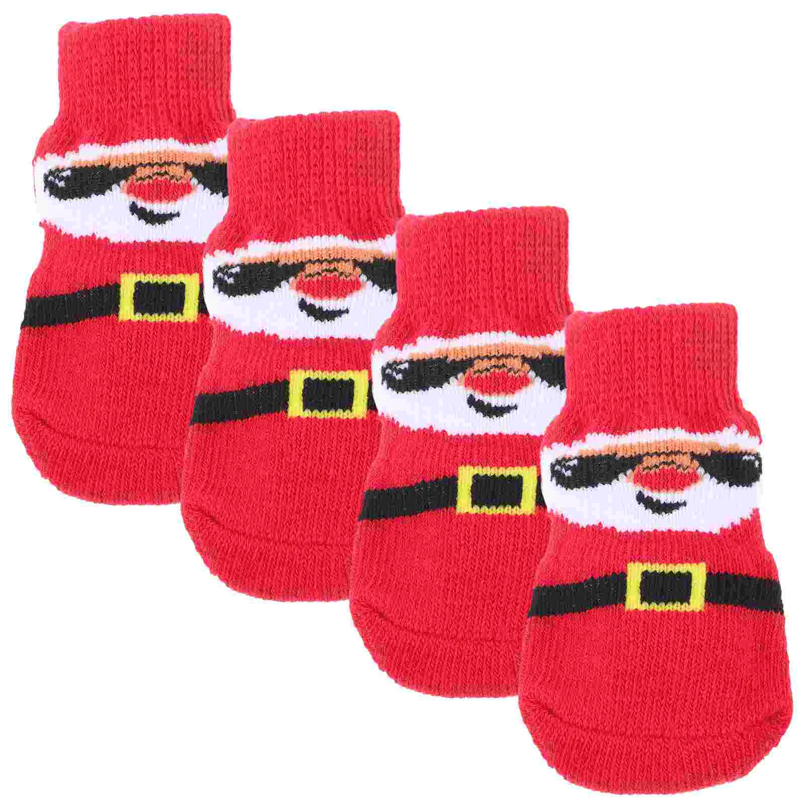 

4pcs Dog Christmas Socks Pet Novelty Socks Antiskid Santa Claus Pet Socks Christmas Stocking