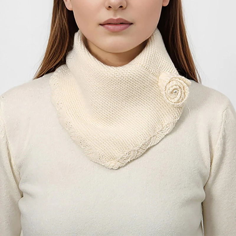 Водолазка с искусственным воротником вязаный треугольный шарф элегантный