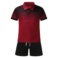 2022 summer trendy new mens summer two piece lapel t shirt top shorts beach print casual suit