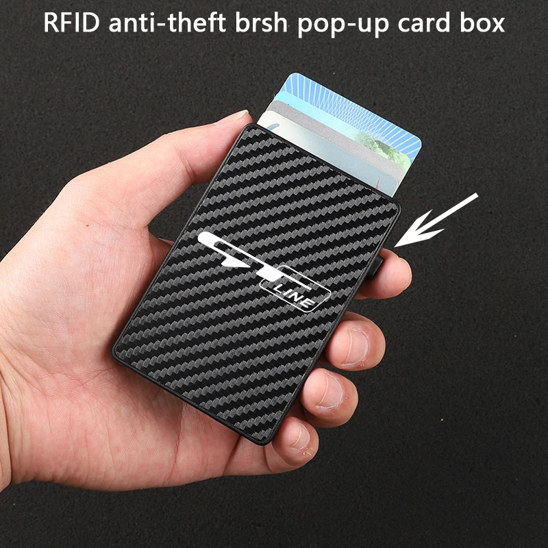 For kia gt gtline ceed Forte RIO STINGER K3 KX5 K4 K5 Car Anti-theft Carbon Fiber ID Card Holder Bank Credit Pop Up Wallet