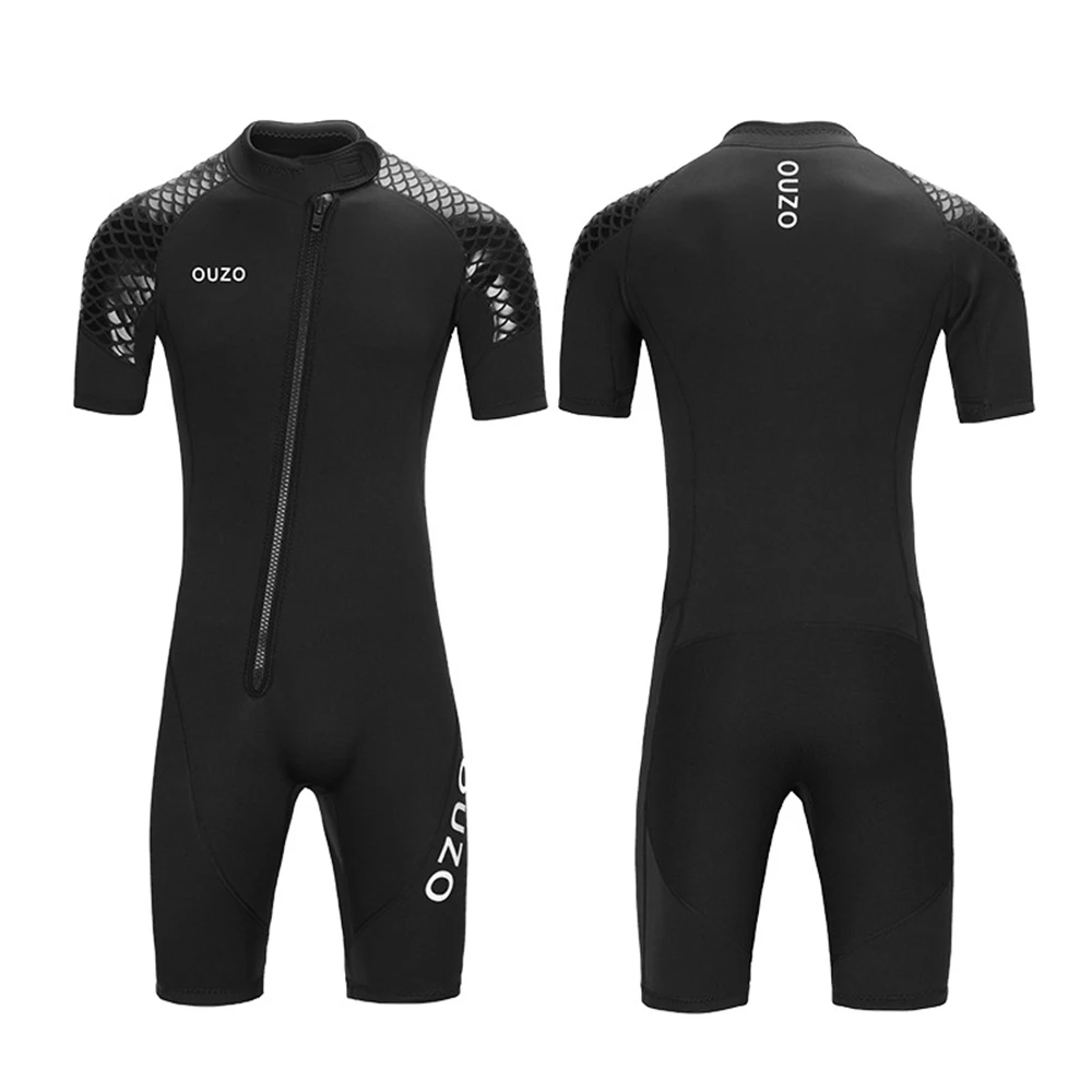 Men's 3MM Neoprene Wetsuit One-Piece Short-Sleeve Shorts Front Zipper Thickened Warm And Cold-Proof Snorkeling Surfing Wetsuit