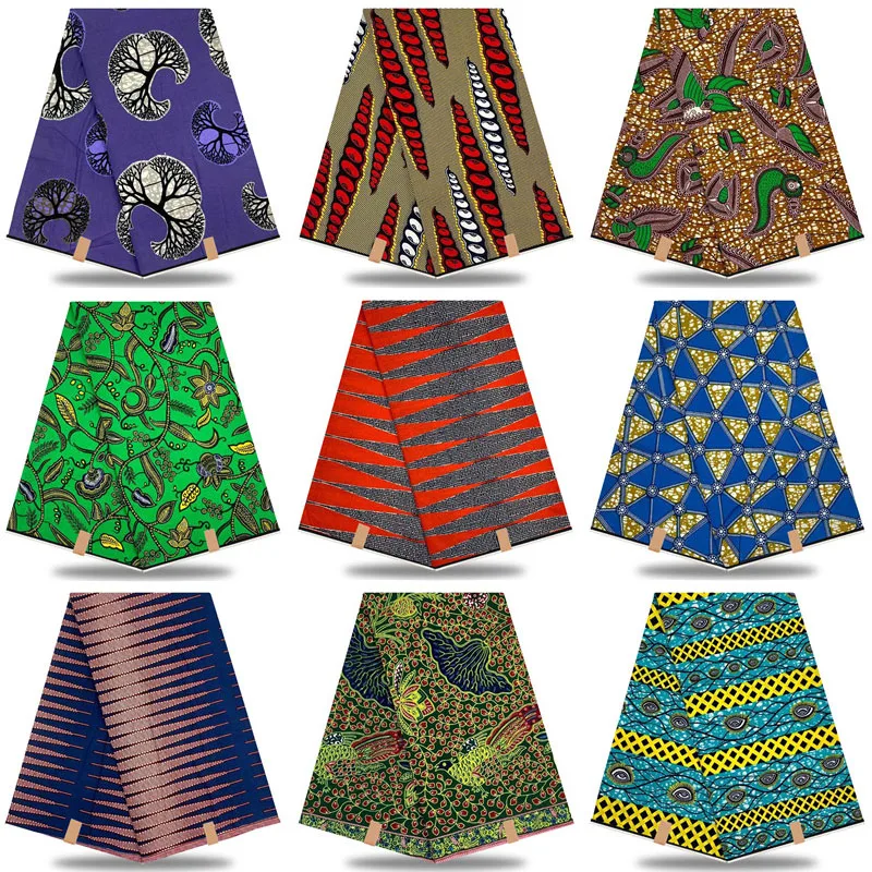 

2022 Hot Sale Ankara African Veritable 100% Cotton Real Wax Prints Soft Comfortable Ghana Style Wax Fabric 6Yards for Dress