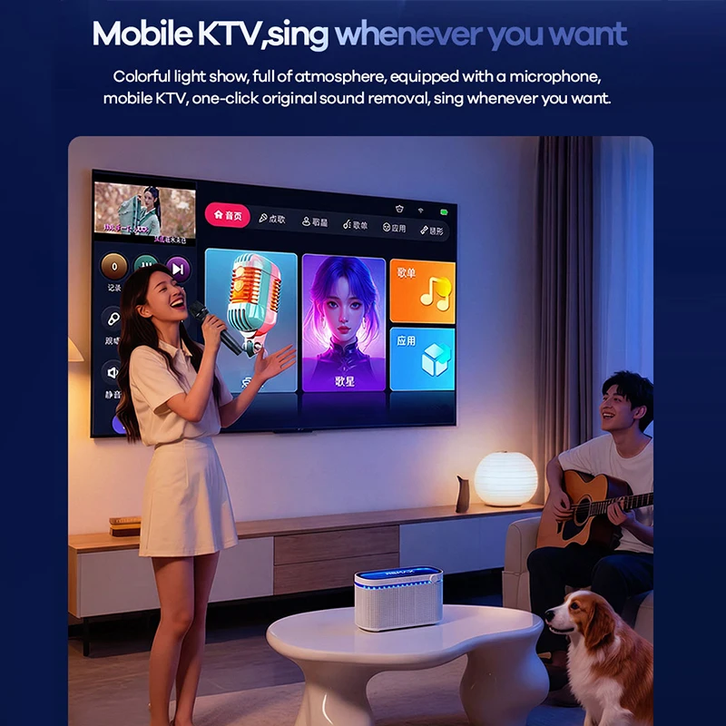 Караоке-система Remax с двумя беспроводными микрофонами, мощная портативная Bluetooth-колонка с LED-подсветкой, поддержка BTAUXUSB (art.: 3920da6406431) - 3920da6406431