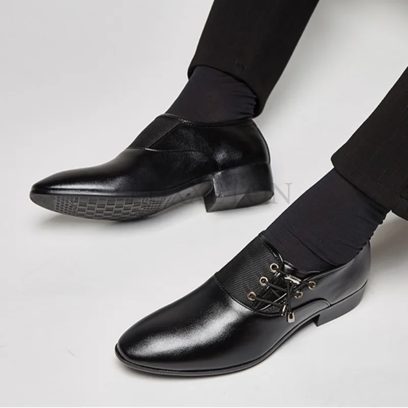 Мужские кожаные повседневные туфли новинка весны и осени модная простая