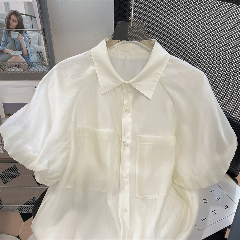 Шифоновая рубашка с пышными рукавами в дворцовом стиле летняя шикарная