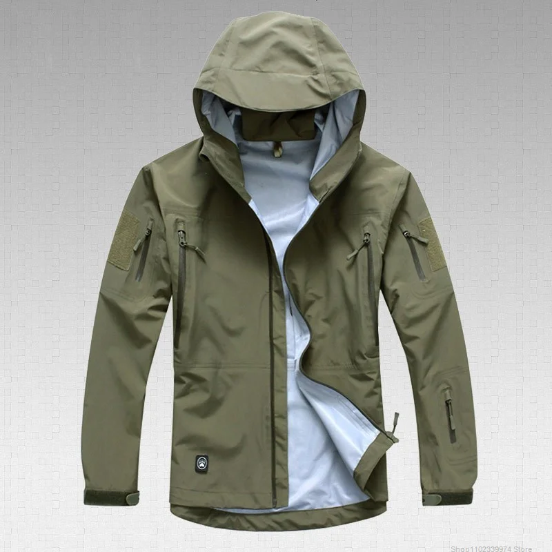 

Outdoor Waterproof Hard Shell Tactical Jacket Spring Autumn Thin Breathable Camo Coat Men Climbing Army Training Combat Clothes