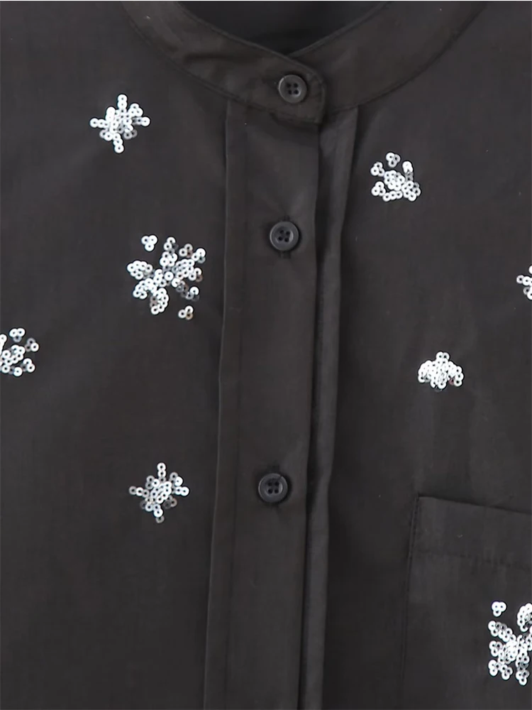 Блузка женская оверсайз с длинным рукавом блестками и бисером