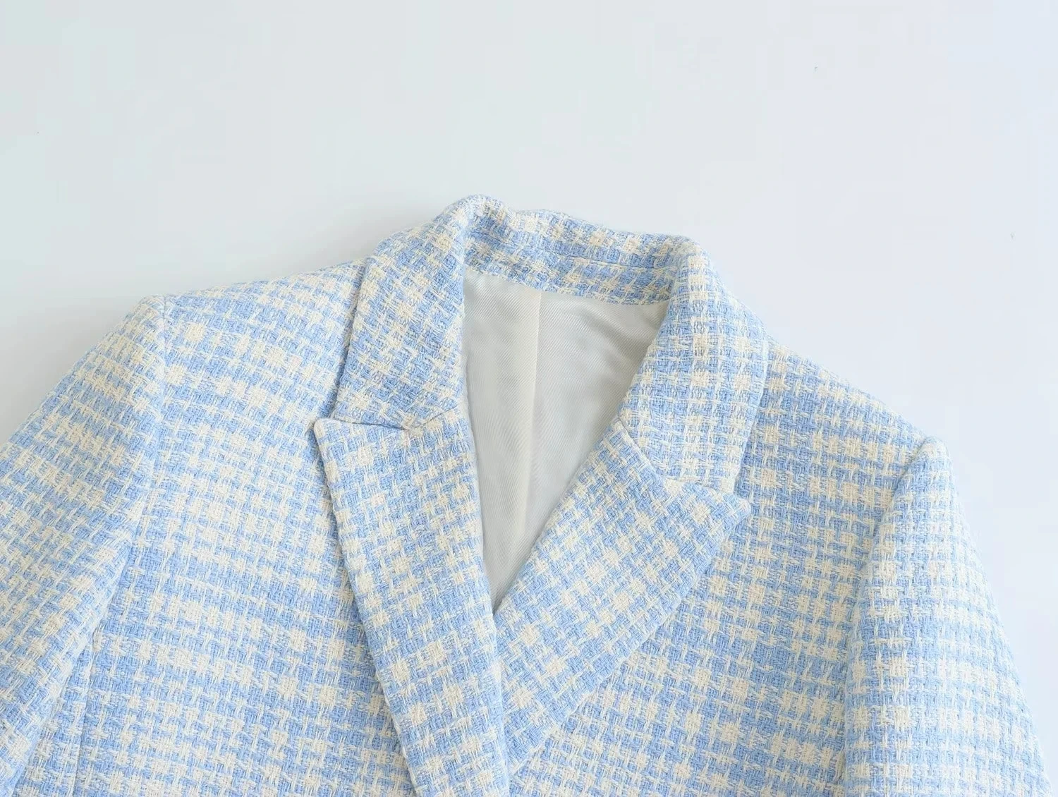 Jenny&Dave 2023 Autumn High Street Retro Plaid Double Breasted Woolen Short Jacket Casual Blazers Women