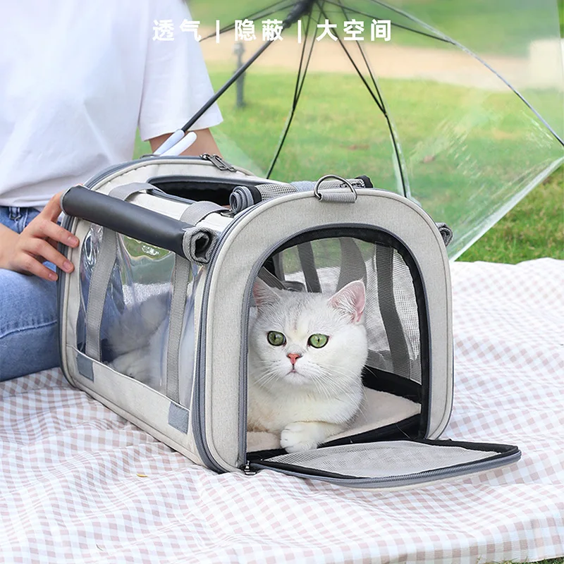 New Cat Bag Going Out Portable Pet Bag Transparent Dog Bag Breathable Foldable Cat Backpack Car Portable Cat Cage