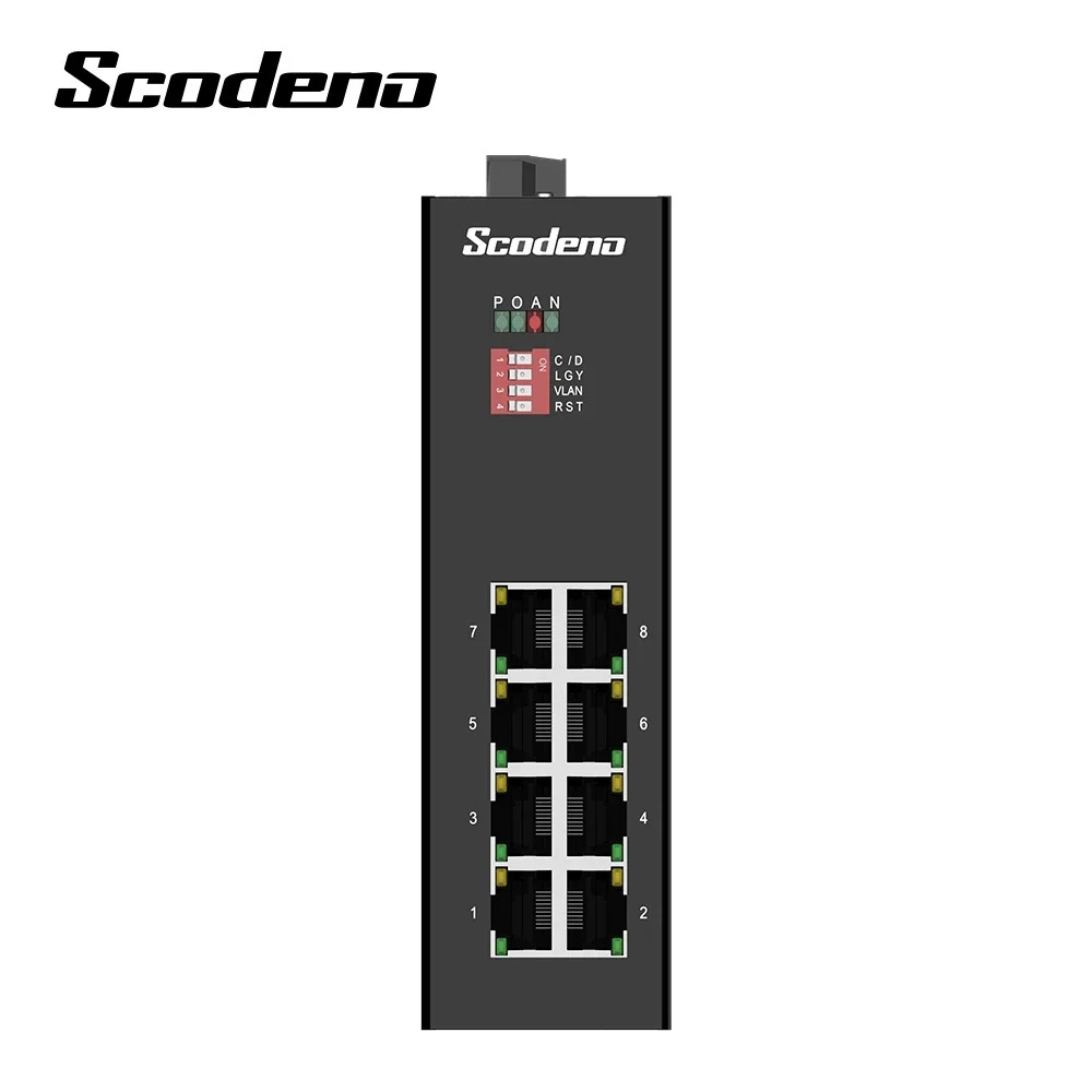 Фото Оптовая продажа, 8-портовый промышленный Ethernet-коммутатор, 10/100/1000 IP40, DIN-рейка, уличный неуправляемый гигабитный Ethernet-коммутатор, 8-портовый PoE №5
