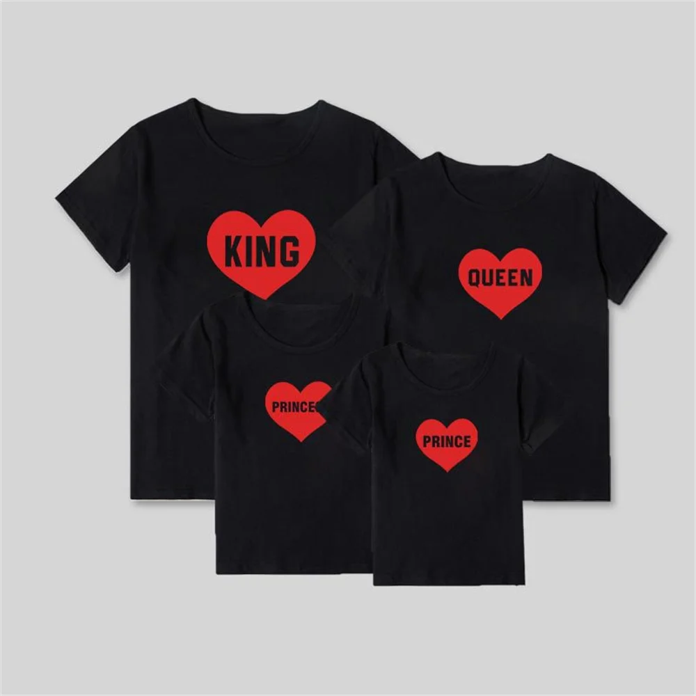 Valentine's Day Mom Dad Couple Clothes Fashion Love Print Outfits Mommy Daddy Kids Short Sleeve T-Shirt Family Matching Clothes