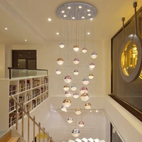 modern minimalist staircase long chandelier living room nordic duplex villa spiral staircase light luxury ball lamps